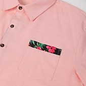  Homme Chemise Chemise en lin Chemise d'été Chemise de Plage Couleur Unie Vacances Occasionnel Noir Blanche Rose Claire Bleu manche longue Revers Été Printemps Vêtement Tenue