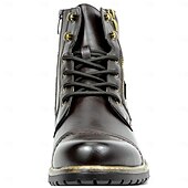 baratos Botas de combate-botas de combate masculinas com zíper lateral e fivela - botas de cano curto com cadarço de moda casual para roupas urbanas e do dia a dia