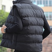 preiswerte Herren Steppweste-Herren Steppweste Weste Gilet Urlaub Täglich Date Mode Lässig Winter Tasche Polyester Warm Bequem Einfarbig Reisverschluss Stehkragen Normale Passform Schwarz Rote Blau Grau Weste