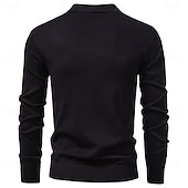 זול סוודרים וקרדיגנים אליטיסטיים לגברים-בגדי ריקוד גברים סוודר סוודר לִסְרוֹג חולצות רגילות סרוג כפתורים צבע אחיד צווארון מתקפל וינטאג' יום יומי בית הספר בית ביגוד אביב סתיו שחור חאקי S M L