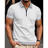 abordables Polo clásico para hombre-Hombre Camisetas polo Polo con media cremallera Ropa Cotidiana Cita Cremallera de un cuarto Manga Corta Moda Básico Bloque de color Retazos Cremallera Verano Ajuste regular Negro Blanco Azul Real