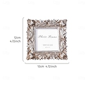 abordables Cadres photo-Cadre photo vintage en résine à motif chrysanthème – doré &amp;Cadre décoratif carré argenté pour une présentation chaleureuse sur une table, idéal pour la décoration de photos à la maison et les