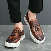 preiswerte Freizeit-Loafer-Braune Herren-Loafer mit Krokodilmuster und Quasten – luxuriöse Slipper für Business, Abendpartys und formelle Anlässe