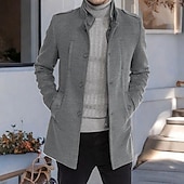 economico Trench da uomo-Per uomo Cappotto da marinaio Trench Vacanza Quotidiano Autunno Inverno Poliestere Antivento Capispalla Abbigliamento Moda Classico Semplice Tasca Collo alla coreana Monopetto