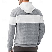 economico Felpa con cappuccio in pile-Per uomo Felpa con cappuccio Felpa con cappuccio a nido d&#039;ape Felpa con cappuccio in pile Nero Blu marino Marrone Cachi Grigio Con Cappuccio Semplice Patchwork Blocco di colore Sport &amp; Outdoor