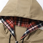 economico felpe con cappuccio da uomo di base-Per uomo Felpa con cappuccio Felpa con cappuccio a zip intera Rosso bordeaux Nero Marrone Cachi Grigio chiaro Con Cappuccio Semplice Patchwork Sport &amp; Outdoor Casuale Quotidiano Streetwear Cool