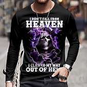voordelige schedel &amp; botten-Voor heren Doodskoppen T-shirt Lange mouw T-shirt 3D-afdrukken Strakke ronde hals Overhemd Modieus overdreven Straat Casual Dagelijks Zwart blauw Paars Herfst Winter Kleding S M L XL XXL XXXL