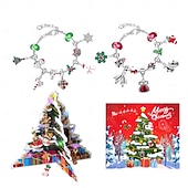 cheap Advent Calendar-Christmas Advent Calendar Bracelets 2025 for Girls, 24 Days DIY Jewelry Making Kit with 22 Charm Beads and 2 Adjustable Bracelets, Xmas Countdown Gift for Kids Teens Women