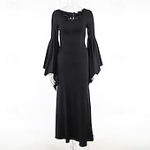 Χαμηλού Κόστους Γυναικείες Στολές-Γκόθικ Μάξι Φορέματα Καμπάνα Μάγος Μορτίσια Άνταμς Δαντέλα Κορσές Φανταχτερή Φόρεμα Γυναικεία Φαντασία Απόκριες Επίδοση Πάρτι Ενήλικες Φόρεμα