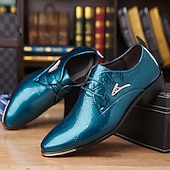 economico Formale-scarpe eleganti da uomo con lacci in vernice viola lucida – calzature formali audaci per feste e spettacoli teatrali