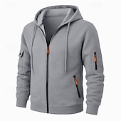 abordables Sudadera Táctica-Hombre Sudadera Sudadera con capucha y cremallera completa Sudadera con capucha de lana Sudadera táctica con capucha Negro Azul Marino Caqui Gris Claro Gris Oscuro Con Capucha Plano Cremallera