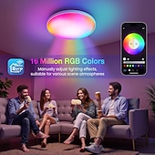 cheap Smart Home Lights-Smart LED Ceiling Light WiFi, RGB Flush Mount Ceiling Light Fixture, 16 Million DIY Colors, Compatible with Alexa Google Home, 2700K-6500K Ceiling Lights for Bedroom Living Room