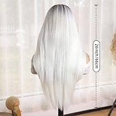 preiswerte Synthetic Trendy Wigs-Synthetic Wig Natural Straight Middle Part Machine Made Wig 24 inch White / Pink Synthetic Hair Women's Soft Comfortable Multi-color