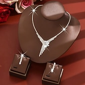 halpa Korusetit-Korusetti 3kpl Tekojalokivi Metalliseos Korvakorut Kaulakorut Naisten Tyylikäs Vintage siro Geometrinen Geometrinen Korusetti Käyttötarkoitus Häät Juhla Häävieras