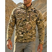 preiswerte Fleece &amp; 3 in 1 Jacken-Herren Kampfhemd Fleece-Sweatshirt Viertelreißverschluss Sweatshirt Winter Draussen Thermowarm Oberteil Jagd Angeln Klettern Tarnung