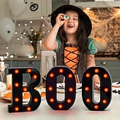 ieftine Lumini decorative-Lumini de Halloween cu litere, lumini luminoase în formă de boo, decor, lumini, ornamente pentru birou, fantomă, festival, atmosferă interioară, aspect