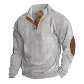 economico Felpe di base-Per uomo Maglia Velluto a coste Felpa con cappuccio Maglione Felpa con cappuccio abbottonata Aalbicocca Blu denim Nero Bianco Verde militare Colletto Mao Semplice Patchwork Sport &amp; Outdoor Casuale