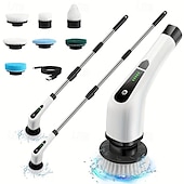 Brosse de nettoyage de douche à brosse rotative électrique avec 7 têtes de brosse remplaçables et brosse électrique sans fil à long manche amovible adaptée aux carreaux de baignoire abordables appareils électroménagers-Brosse de nettoyage de douche à brosse rotative électrique avec 7 têtes de brosse remplaçables et brosse électrique sans fil à long manche amovible adaptée aux carreaux de baignoire