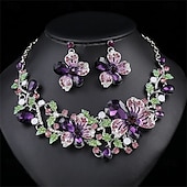 זול סטים של תכשיטים-סט תכשיטים 2 סגול כרום עגילים שרשראות בגדי ריקוד נשים אלגנטית וינטאג' אופנתי סגנון וינטג' קלאסי סט תכשיטים עבור חתונה מפלגה אורחת חתונה