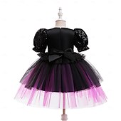 halpa Tyttöjen Halloween-asut-Lapset Tyttöjen Juhlamekko Yhtenäinen väri Lyhythihainen Erikoistilaisuus Halloween juhla Halloween Custom Makea Polyesteri Kesä Kevät Syksy lapset Purppura
