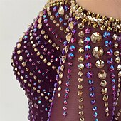 voordelige Schaatsjurken-Kunstschaatsjurk Dames Voor meisjes Schaatsen Jurken Bordeaux Lapwerk Open achterkant Netstof Spandex Hoge Elasticiteit Opleiding Wedstrijd Kunstschaatskleding Klassiek Kristal / Bergkristal Lange