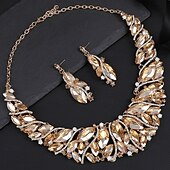 baratos Conjuntos de Jóias-Conjunto de Jóias 2 Com Strass cromada Brincos Colares Mulheres Elegante Vintage Moda Estilo vintage Clássico Conjunto de jóias Para Casamento Festa Ocasião Especial