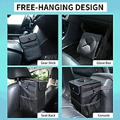 baratos Serviço de Veículo-lixeira de carro com tampa e bolsos de armazenamento, lixeira de carro dobrável à prova d&#039;água e vazamentos, lixeira automotiva multiuso para carro, SUV, caminhão