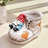 Недорогие Скульптуры-Кашпо для суккулентов в форме гнома в форме ботинка – красочный расписанный вручную цветочный горшок из смолы для декора сада, украшения патио &amp;выращивание мини-растений