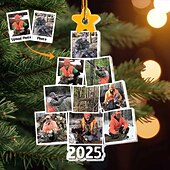 baratos Natal-Enfeites de Natal da Árvore com Fotos de Caça Personalizados em Acrílico 2D Decoração em Moldura de Imagem Personalizada para a Árvore de Natal Presentes em Penduradores para Família e Amigos