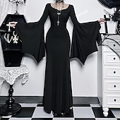 Χαμηλού Κόστους Γυναικείες Στολές-Γκόθικ Μάξι Φορέματα Καμπάνα Μάγος Μορτίσια Άνταμς Δαντέλα Κορσές Φανταχτερή Φόρεμα Γυναικεία Φαντασία Απόκριες Επίδοση Πάρτι Ενήλικες Φόρεμα