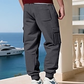 economico Carico-Per uomo Pantaloni da tuta Pantaloni in Pile Joggers Pantaloni invernali Pantaloni da Tuta Cargo Coulisse Tasca Elastico in vita Semplice Comodità Caldo Sport all'Aperto Quotidiano Moda Casual Nero