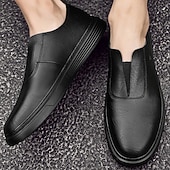 abordables Chaussures Décontractées Slip-On-Chaussures blanches à enfiler en cuir pour hommes - minimalistes et confortables, adaptées aux professionnels occupés au bureau et dans des environnements décontractés
