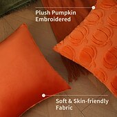 お買い得  枕、挿入物、カバーを投げます-秋用クッションカバー 18 x 18インチ 感謝祭やハロウィーンの装飾用カボチャクッションカバー、ラストベージュとホワイト、ソファベッドの装飾