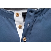 abordables T-shirts et débardeurs élites pour hommes-Homme Chemise en coton manche longue Couleur Pleine Frais Quotidien Occasionnel Boutons Henley École Entraînement Extérieur Toutes saisons Gris foncé Blanche Bleu T-shirt Henley