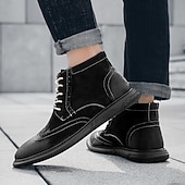 economico Stivaletti alla caviglia-stivaletti brogue in pelle scamosciata grigia da uomo, scarpe eleganti retrò con lacci, casual, per abbigliamento business e casual elegante