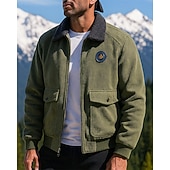 Men's Bomber Jacket Fleece Jacket Winter Outdoor Thermal Warm Fleece Jackets Full Zip Hunting Fishing Climbing Black Army Green Khaki Grey cheap Fleece & 3 in 1 Jackets-Men's Bomber Jacket Fleece Jacket Winter Outdoor Thermal Warm Fleece Jackets Full Zip Hunting Fishing Climbing Black Army Green Khaki Grey