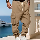 economico Carico-Per uomo Pantaloni da tuta Pantaloni in Pile Joggers Pantaloni invernali Pantaloni da Tuta Cargo Coulisse Tasca Elastico in vita Semplice Comodità Caldo Sport all'Aperto Quotidiano Moda Casual Nero