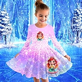 billiga 3D Cartoon Dresser-Flickor 3D Sjöjungfru Klänning Långärmad Sommar Vår Semester Dagligen Helgdag Prinsessa Skön Ljuv Barn 4-12 år Vardagsklänning A linjeklänning Knälång Normal