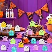levne Halloweenové závěsné a stolní dekorace-70 ks halloweenských miniaturních pryskyřičných sošek duchů, nočních světel, roztomilých miniaturních sošek duchů, halloweenských miniaturních doplňků do krajiny, venkovní dekorace, doplňků do hraček