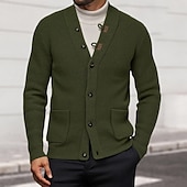 preiswerte Herren Strickjacke-Herren Pullover Kleid Pullover Strickjacke Strickpullover Gerippt Stricken Normale Oberteile Gestrickt Gerippt Einfach V Ausschnitt Mode Schals Lässig Alltagskleidung Bekleidung Herbst Winter Schwarz
