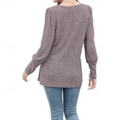 abordables Hauts Texturés-Femmes Chemisier texturé T-shirt Uni Mode Moderne manche longue Col carré Hauts Réguliers Quotidien Sortir Boutons Bordeaux Noir Rouge Marron clair Bleu Printemps Automne