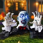 cheap Halloween-Halloween Vampire Count Zombie Ground Plug Haunted House Secret Room Courtyard Outdoor Glowing Horror Atmosphere Ground Ghost Decoration