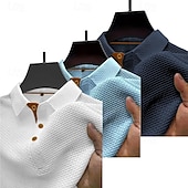 Χαμηλού Κόστους Κλασικό Πόλο Ανδρών-Πολλαπλές συσκευασίες 3 τεμ Ανδρικά Πέτο Κοντομάνικο Λευκό / Μαύρο / Μπλε Button Up Polos Πουκάμισο γκολφ Μπλουζάκια Golf Polos Ζακάρ Σκέτο Διακοπές Καθημερινά Ρούχα Πολυεστέρας Καλοκαίρι