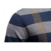 cheap Men's Elite Sweaters &amp; Cardigans-Men's Pullover Knit Regular Tops Check Pattern Crew Neck Cool Pullover School Vacation Clothing Apparel Spring Fall Dark Navy Purple S M L