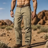 abordables Pantalons Cargo-Homme Pantalons Cargo Pantalons Boutons Multi-poches Uni Portable Extérieur Quotidien Camping &amp; Randonnée Mode Classique Armée jaune Vert herbe