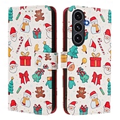 abordables Carcasas iPhone-teléfono Funda Para iPhone 17 Pro Max 17 Air 16 15 14 Pro Max Plus 16e 13 Mini Funda Trasera con correa de muñeca Caballete Ranura para tarjetas Navidad TPU Cuero de PU