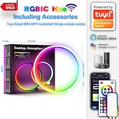 Недорогие Умные декоративные огни-Умная светодиодная настольная лампа, RGB, IC освещение, ночник с меняющимися цветами, синхронизация с музыкой, режим «сделай сам», плавная регулировка яркости, для спальни &amp;игр