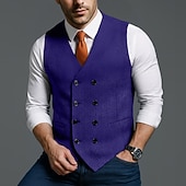 abordables Gilets-Homme Gilet Formel Vacances Quotidien Fête de mariage Mode Classique Printemps Automne Avec Poches Boutons Polyester Confortable Uni Chevrons Double Boutonnage Col en V Coupe Slim Noir Rouge bleu