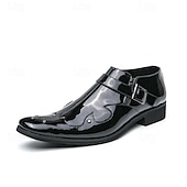 economico Formale-scarpe eleganti da uomo in pelle nera con cinturino alla caviglia – calzature formali da ufficio per matrimoni, feste e lavoro