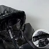 billiga Herrarnas puffer väst-Herr Pufferväst Väst Gilet Semester Dagligen Datum Mode Ledigt Höst vinter Ficka Polyester Håller värmen Bekväm Ensfärgat Dragkedja Huva Normal Silver Svart Väst